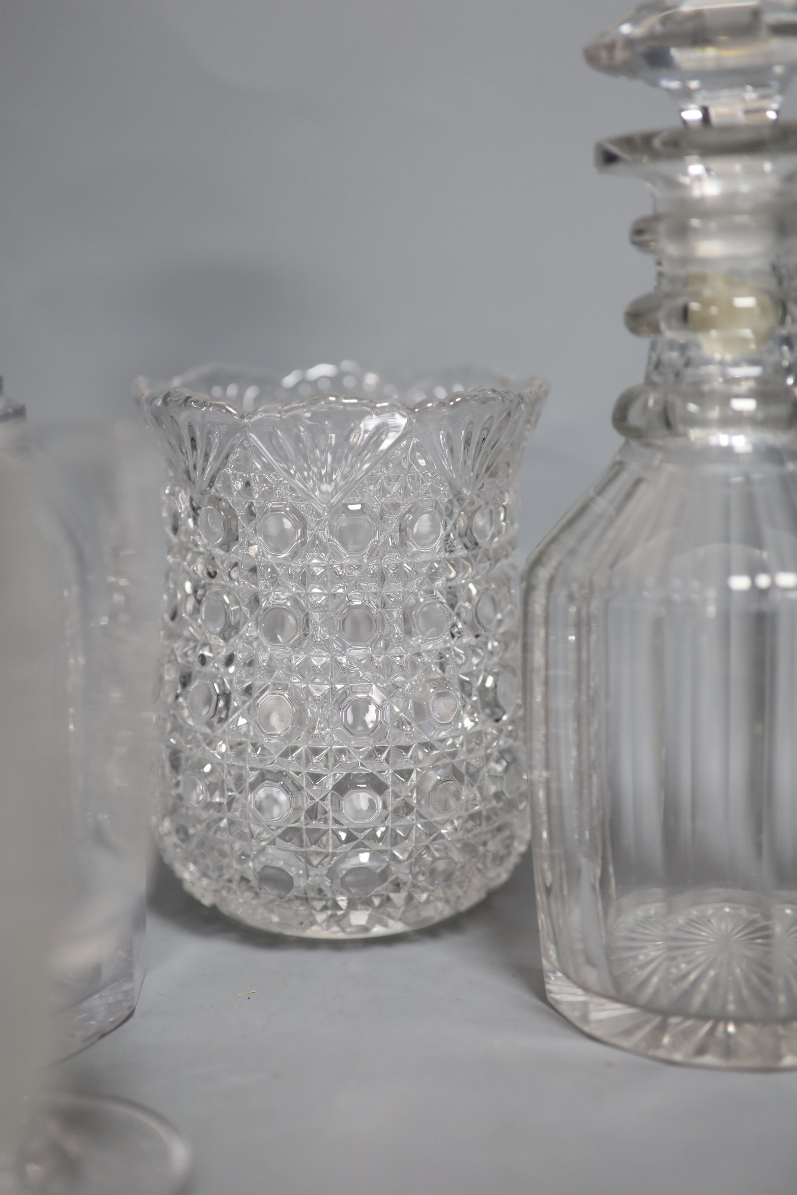 A quantity of glass including Regency decanters